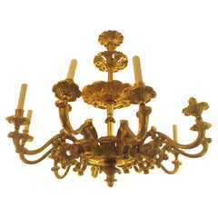 Custom Hand Carved Giltwood Eight-Arm Chandelier in the Baroque Manner