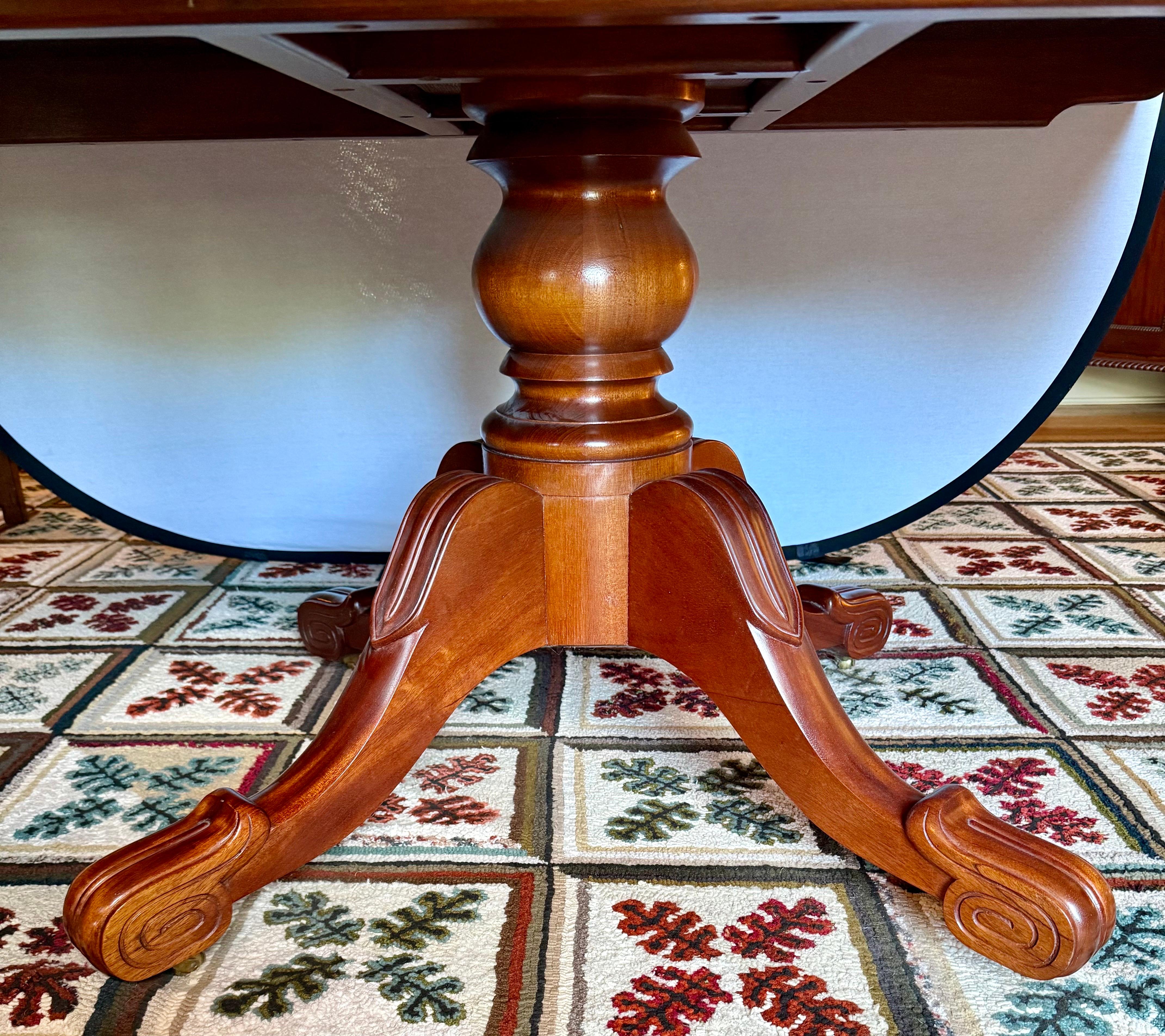 Custom Hand Crafted Federal Style Mahogany Triple Pedestal 15 Ft. Dining Table For Sale 4