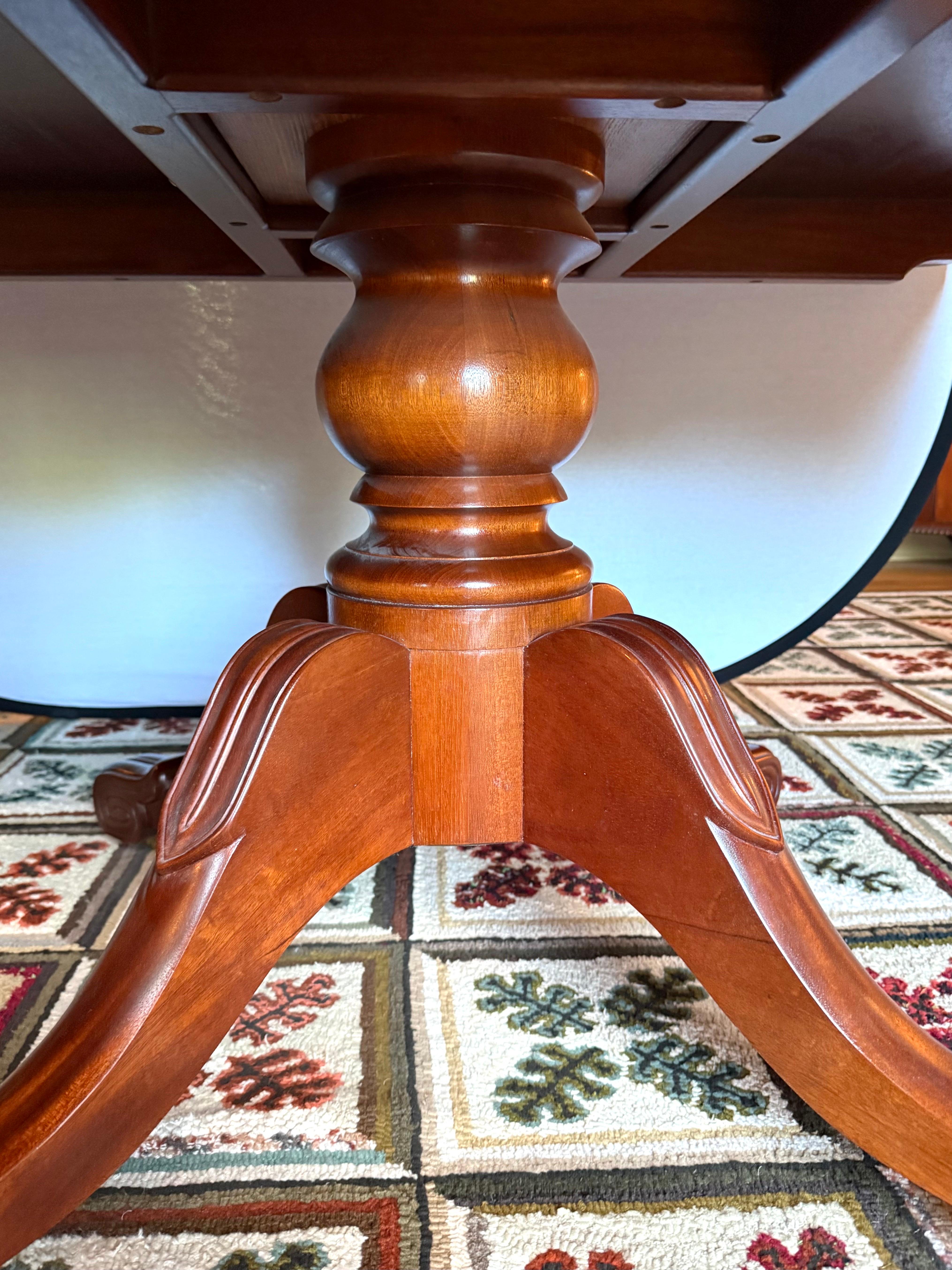 Custom Hand Crafted Federal Style Mahogany Triple Pedestal 15 Ft. Dining Table For Sale 6