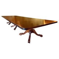 Custom Hand Crafted Federal Style Mahogany Triple Pedestal 15 Ft.Dining Table