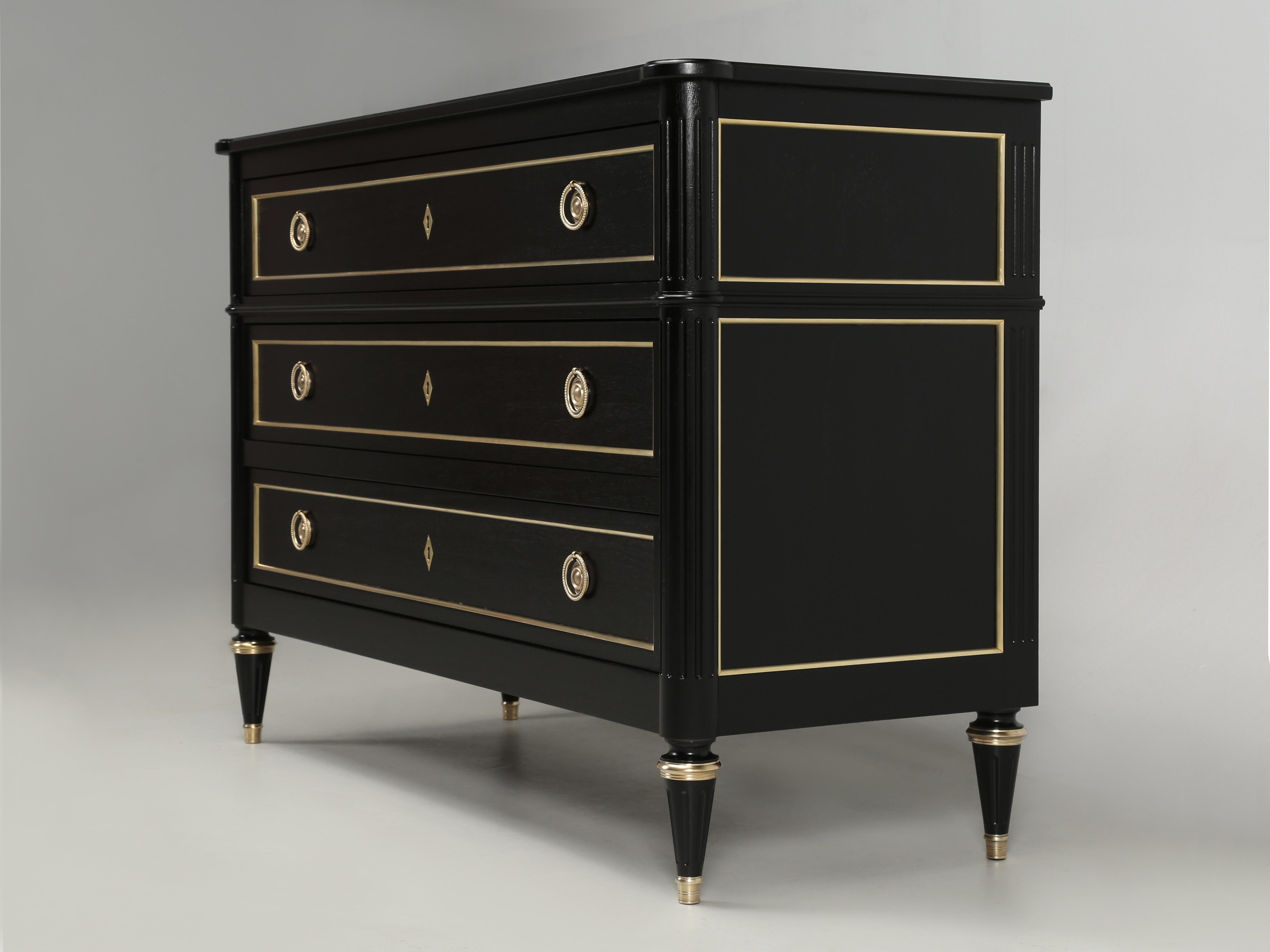 Custom Handcrafted French Louis XVI Style Ebonized Commode Custom Made Any Size For Sale 4