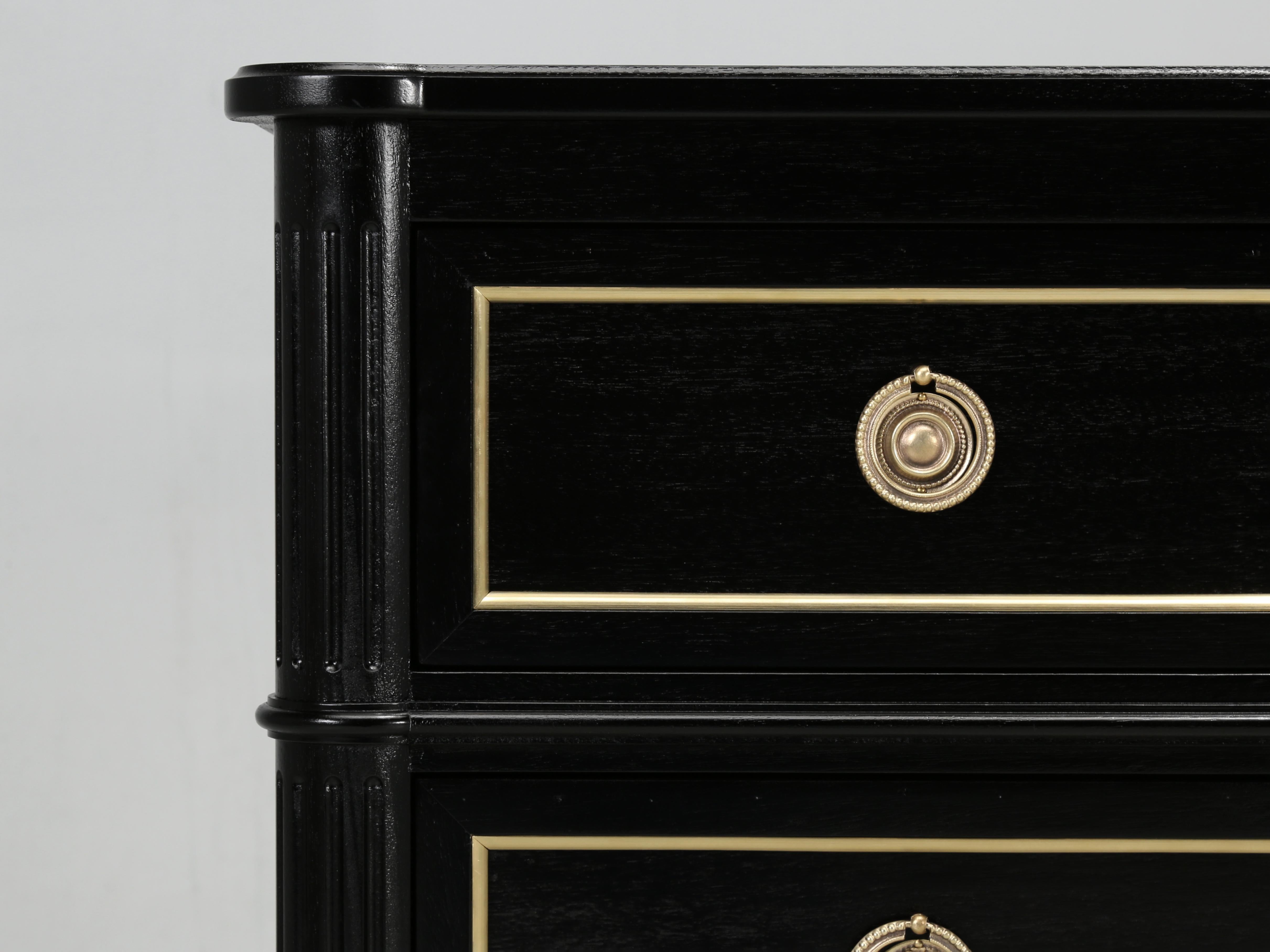 Contemporary Custom Handcrafted French Louis XVI Style Ebonized Commode Custom Made Any Size For Sale