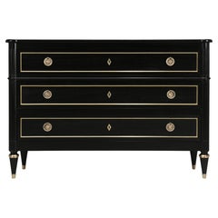 Custom Hand-Crafted French Louis XVI Style Ebonized Commode Made Any Dimension