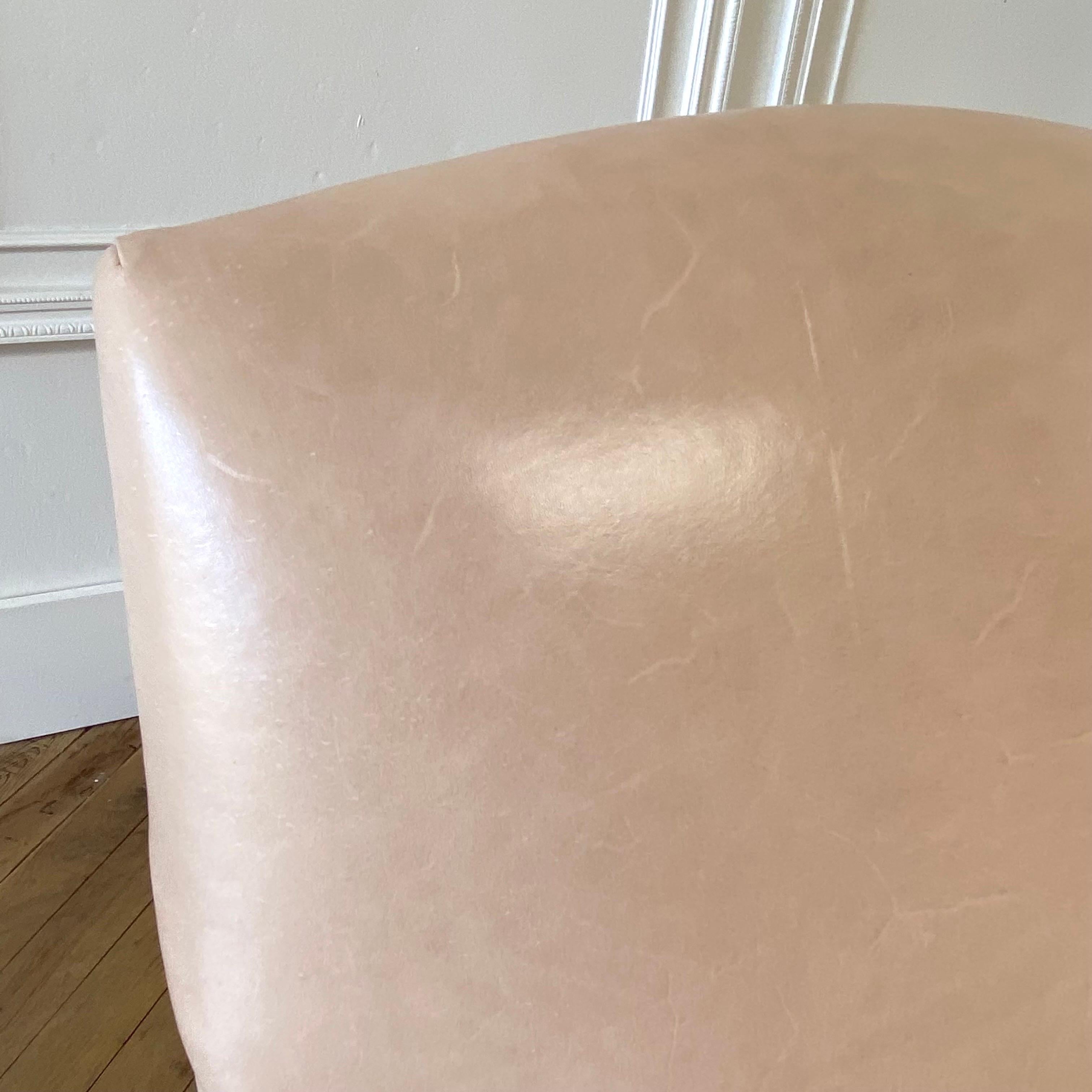 Custom Hand Crafted Leather Club Chair with Brass Casters 8
