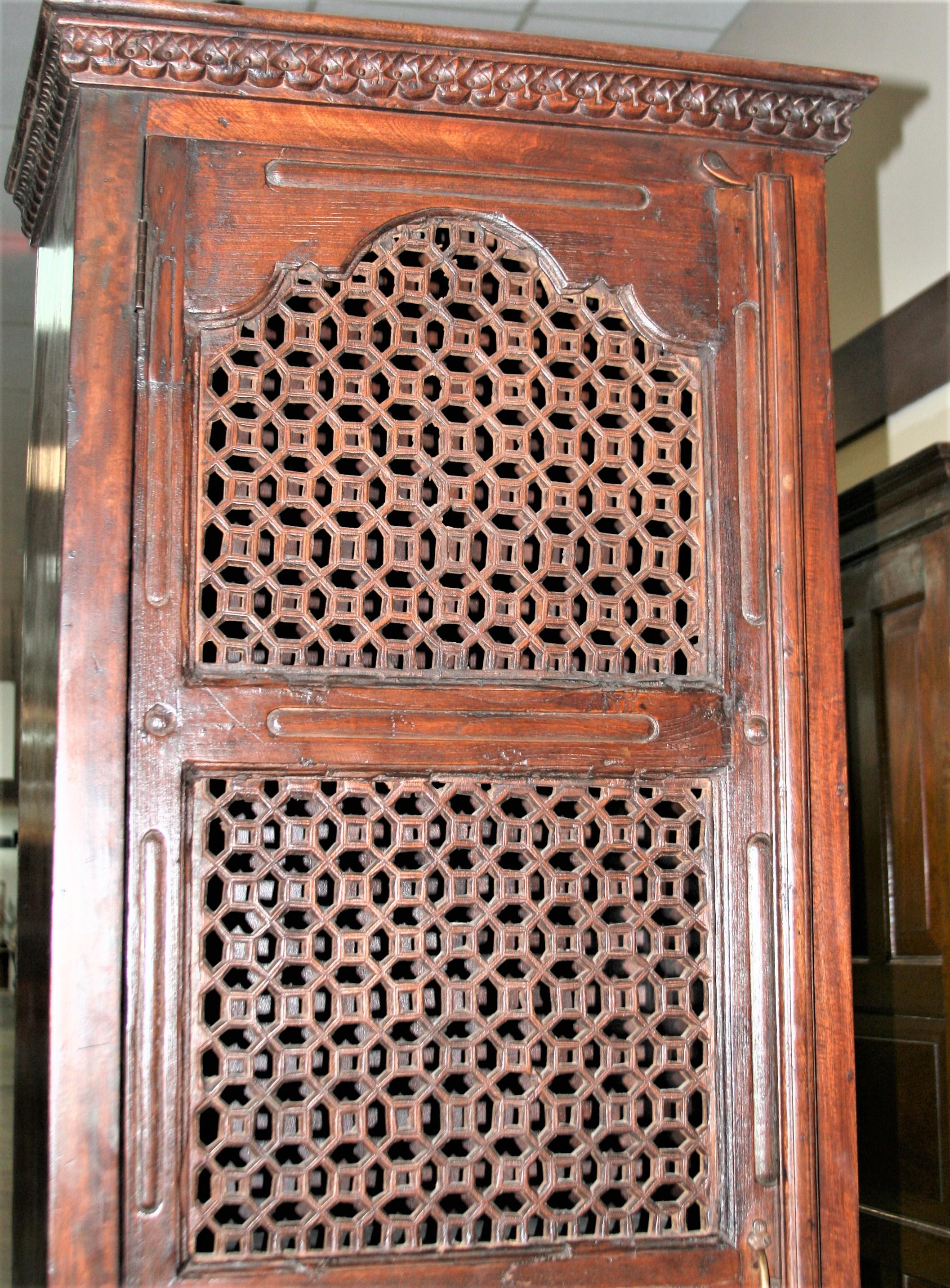 Anglo Raj Custom Hand Crafted Teak Wood Cabinet Using a Door from 19th Century Mansion For Sale