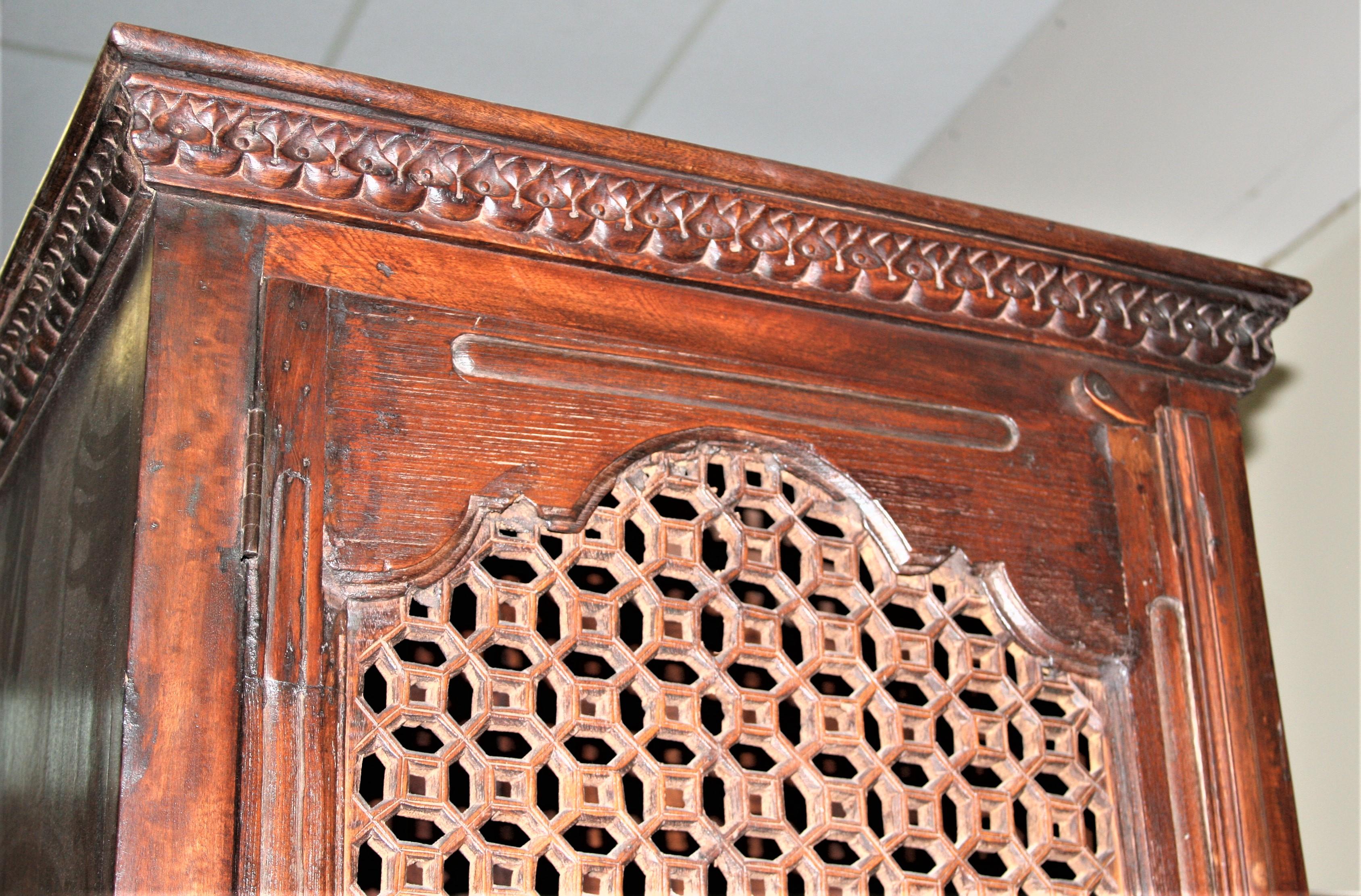 Indian Custom Hand Crafted Teak Wood Cabinet Using a Door from 19th Century Mansion For Sale