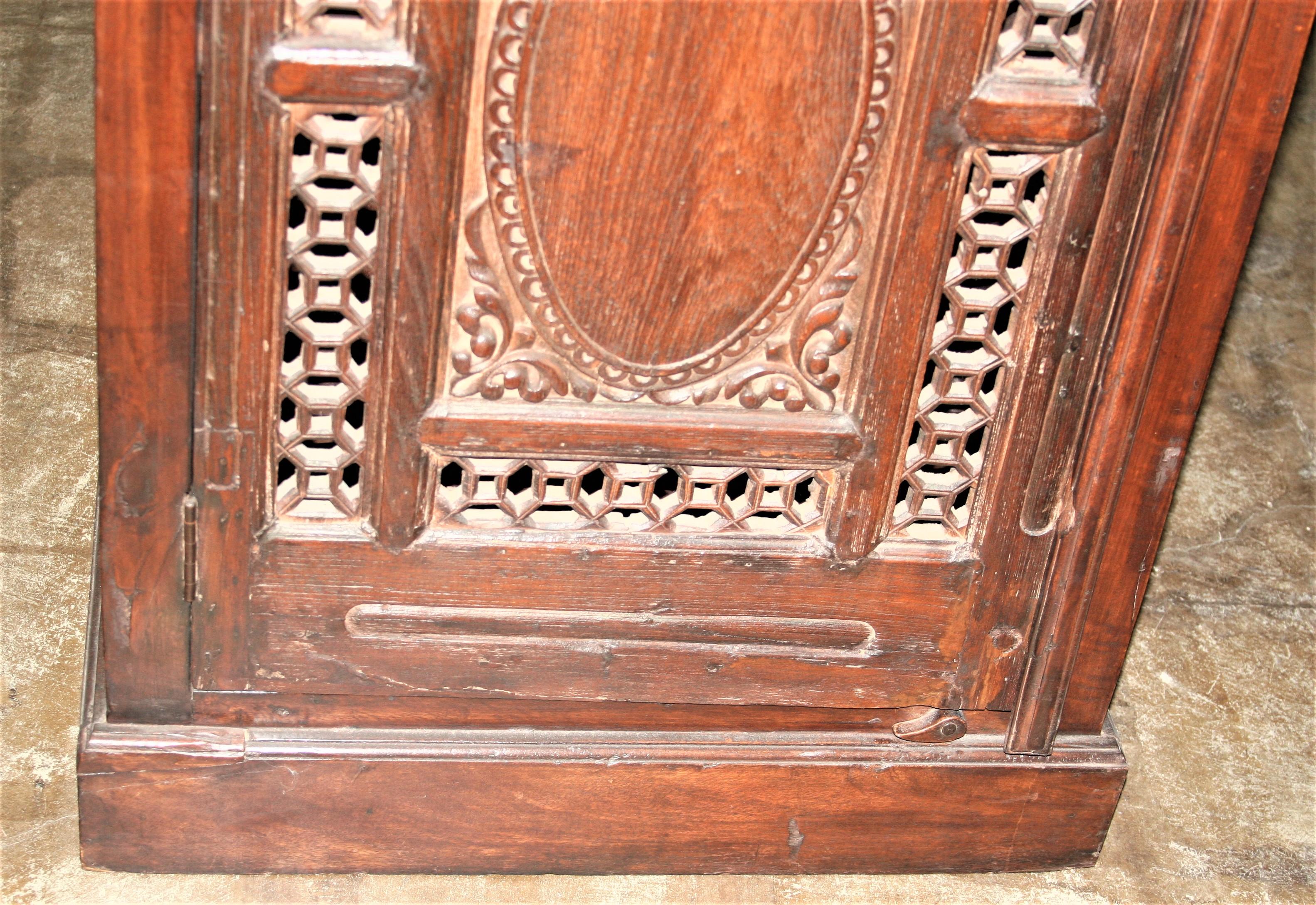 20th Century Custom Hand Crafted Teak Wood Cabinet Using a Door from 19th Century Mansion For Sale
