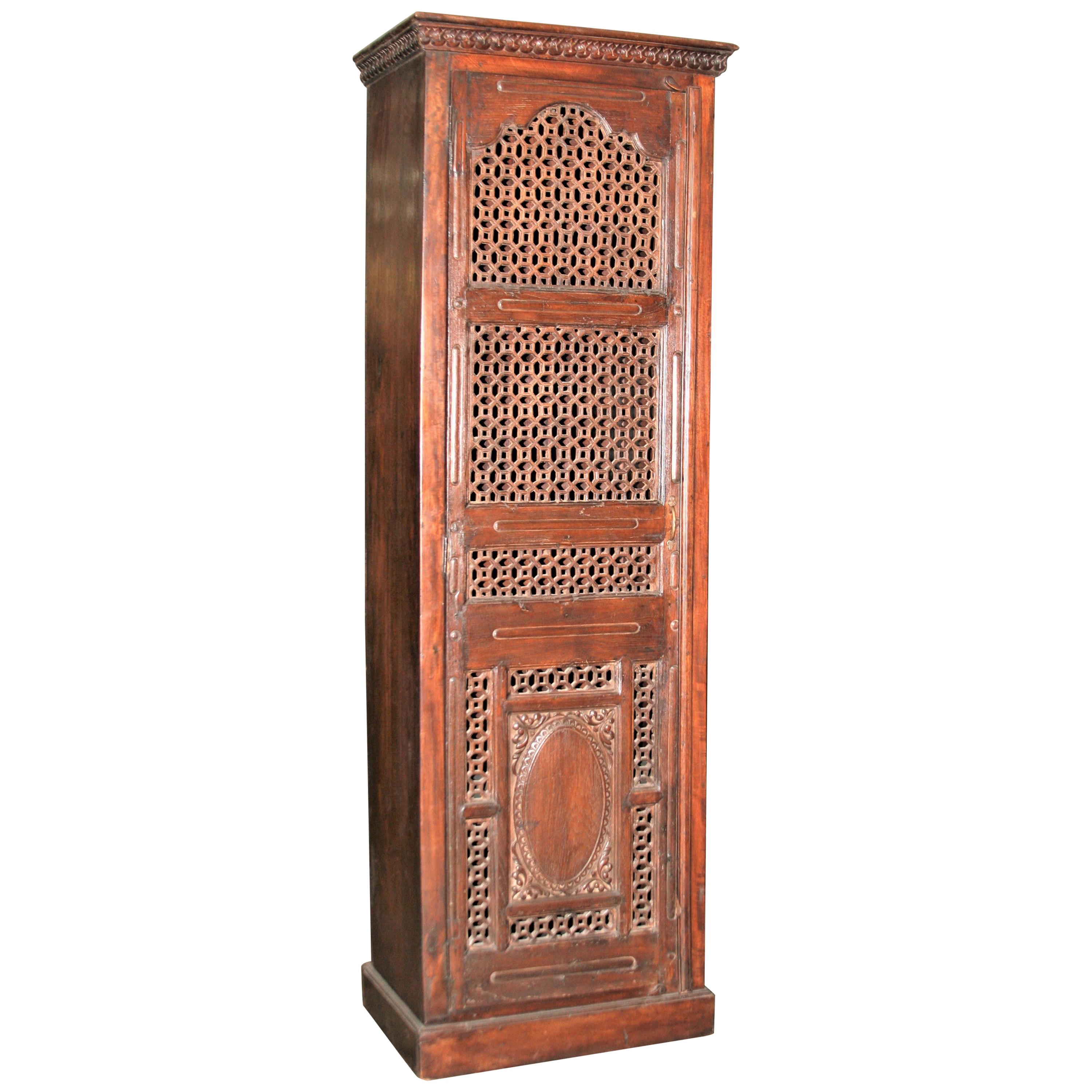 Custom Hand Crafted Teak Wood Cabinet Using a Door from 19th Century Mansion For Sale