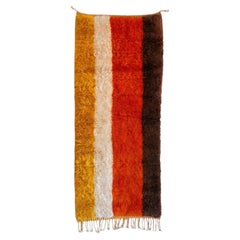Maßgefertigter, handgeknüpfter Berber-Läufer, 3'x7', mit ockergelben und orangefarbenen breiten Streifen