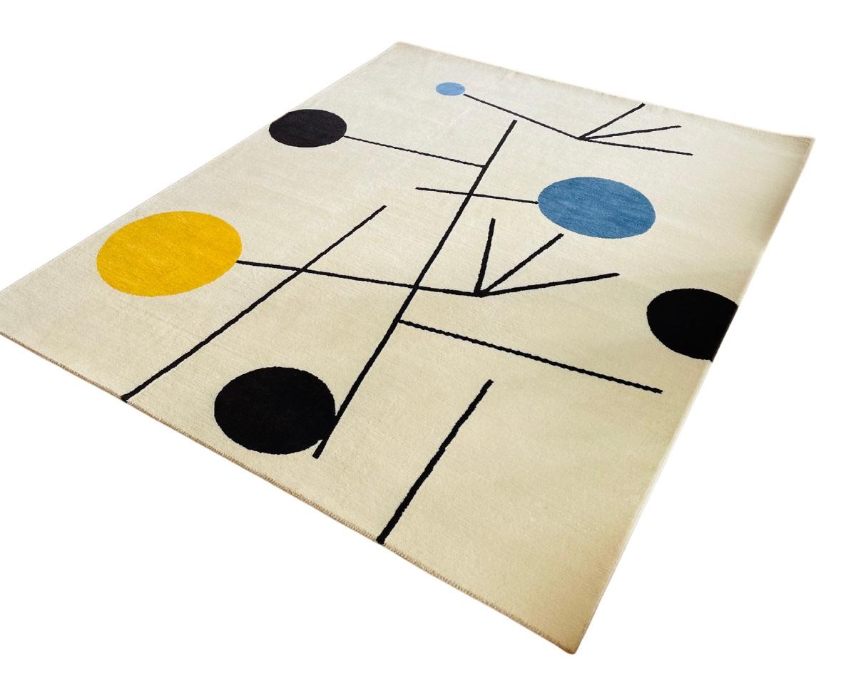 Custom Hand knotted Rug, after Sophie Taeuber-Arp “Rising Falling Flying”. Wool For Sale 3