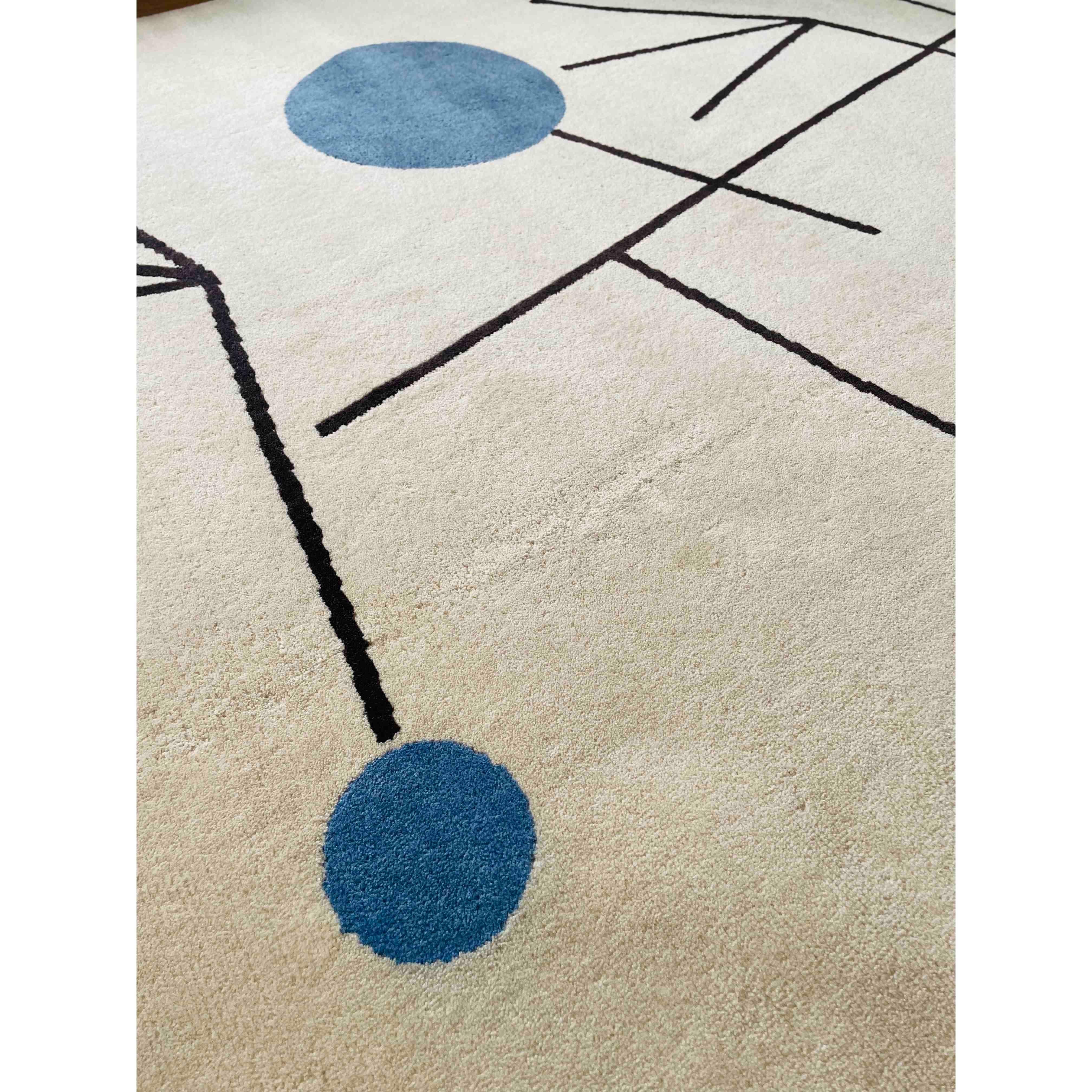 Hand-Knotted Custom Hand knotted Rug, after Sophie Taeuber-Arp “Rising Falling Flying”. Wool For Sale