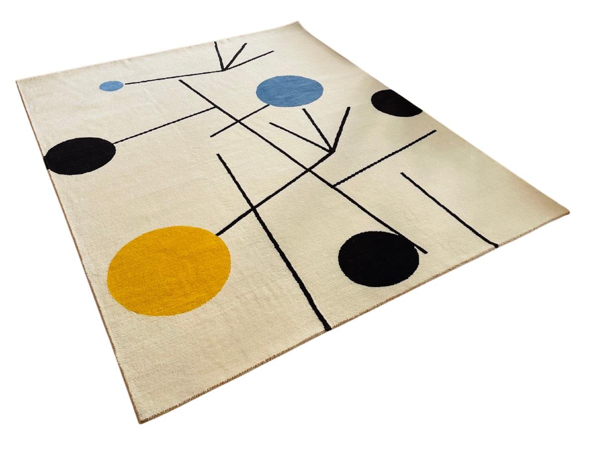 Bauhaus Custom Hand knotted Rug, after Sophie Taeuber-Arp “Rising Falling Flying”. Wool For Sale