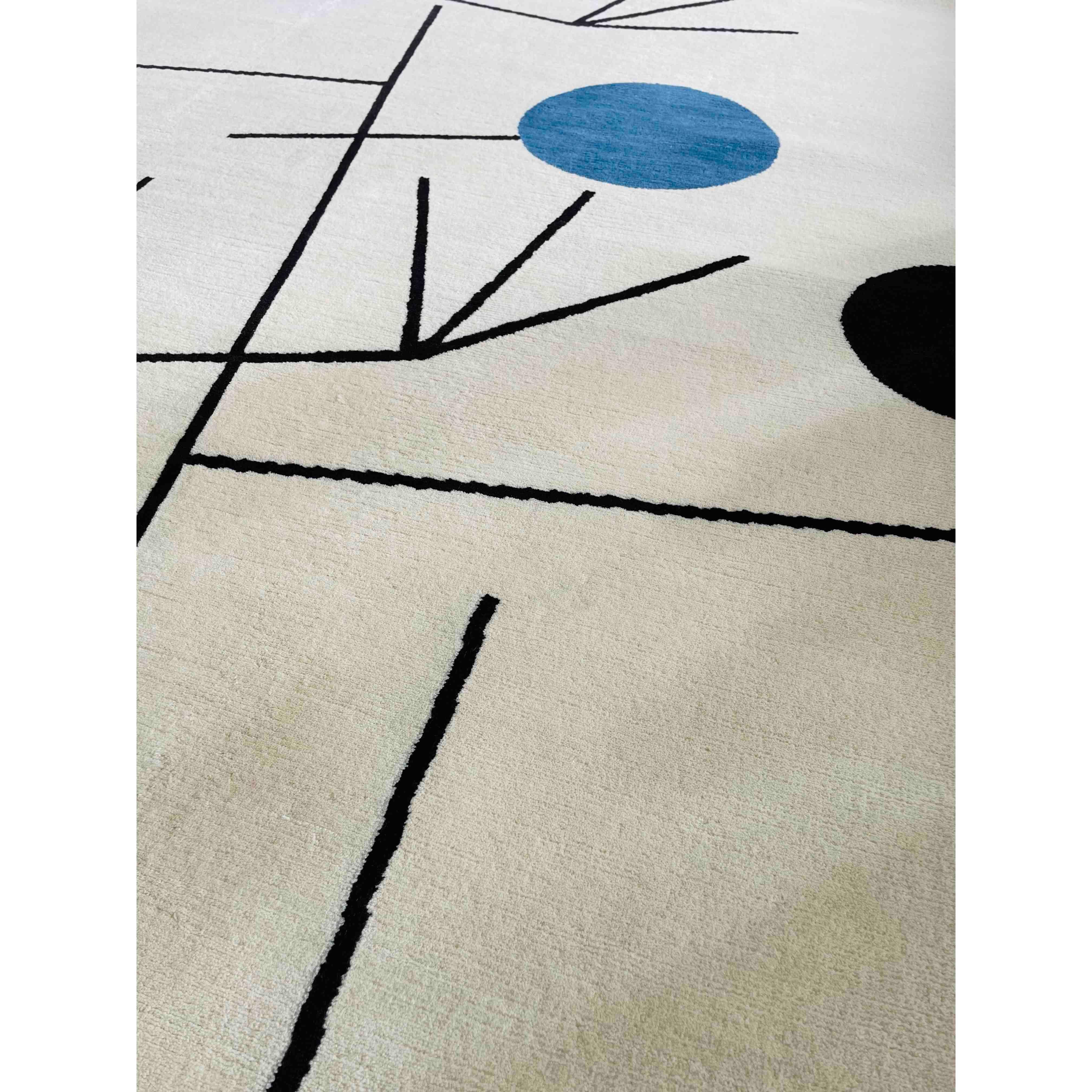 Custom Hand knotted Rug, after Sophie Taeuber-Arp “Rising Falling Flying”. Wool For Sale 2