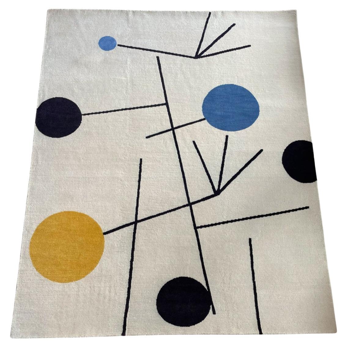 Custom Hand knotted Rug, after Sophie Taeuber-Arp “Rising Falling Flying”. Wool For Sale
