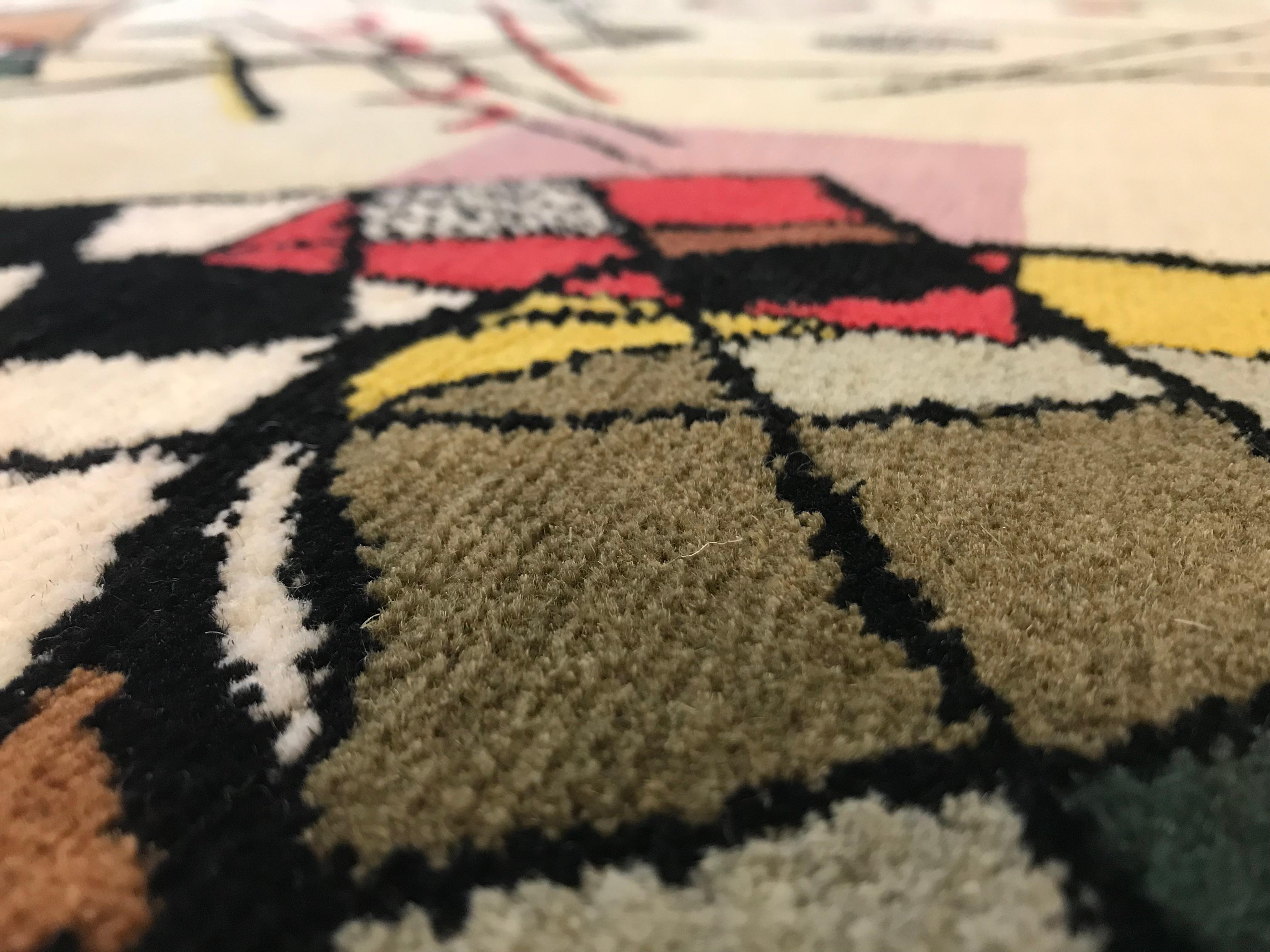 Maßgefertigter handgeknüpfter Teppich, nach Wassily Kandinsky-Komposition VIII. Wolle, Seide (Handgeknüpft) im Angebot