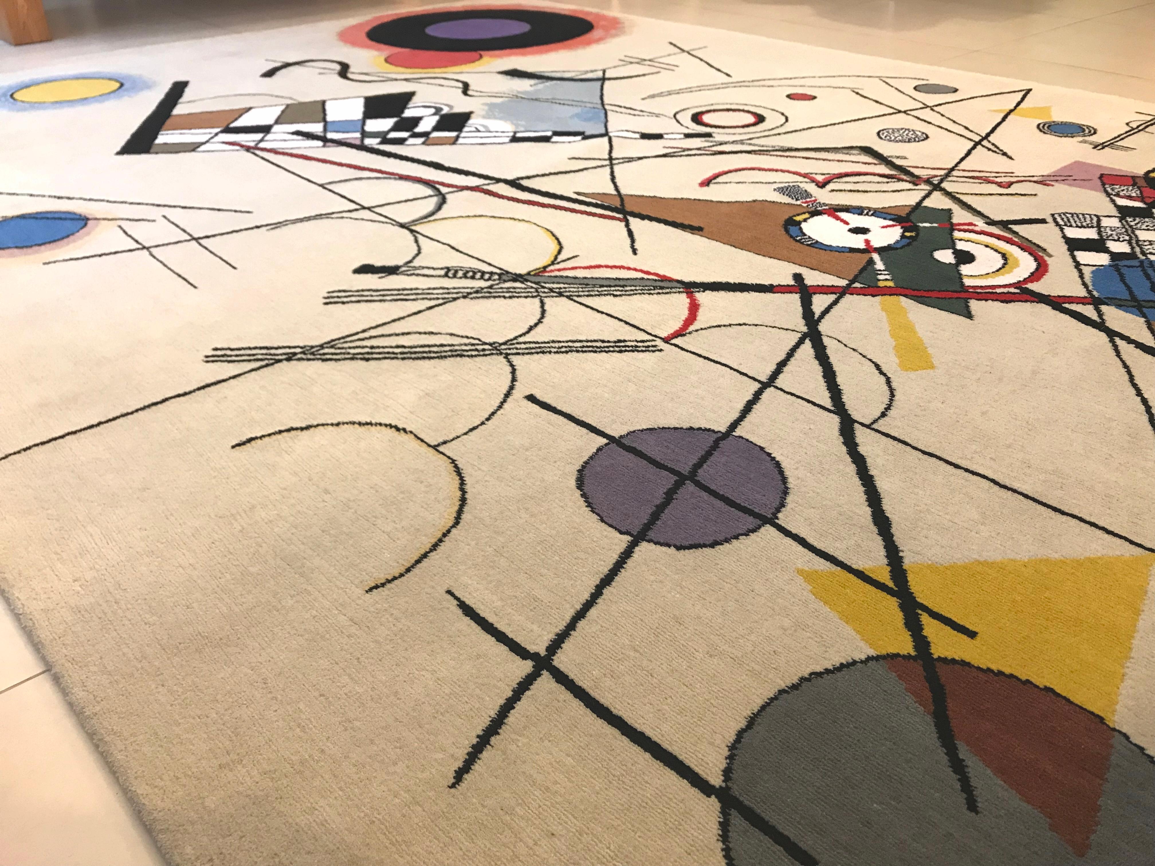 Other Custom Hand knotted Rug, after Wassily Kandinsky “Composition VIII”. Wool, silk For Sale