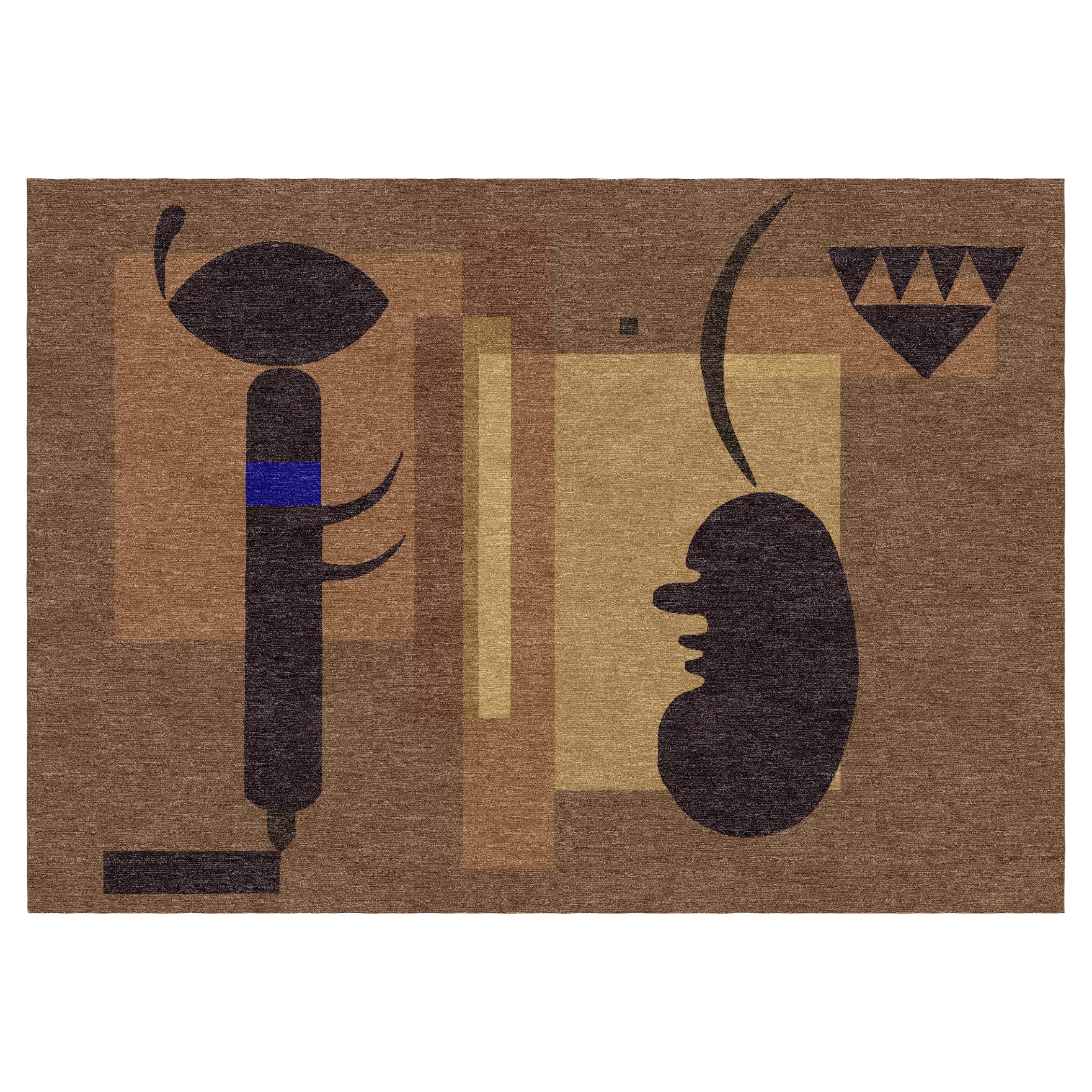 Custom Hand knotted Rug: “Gloomy Situation" After Wassily Kandinsky