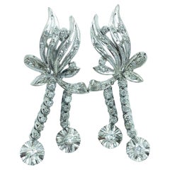 Custom Hand Made 1940s Palladium and Diamond Drop Earrings