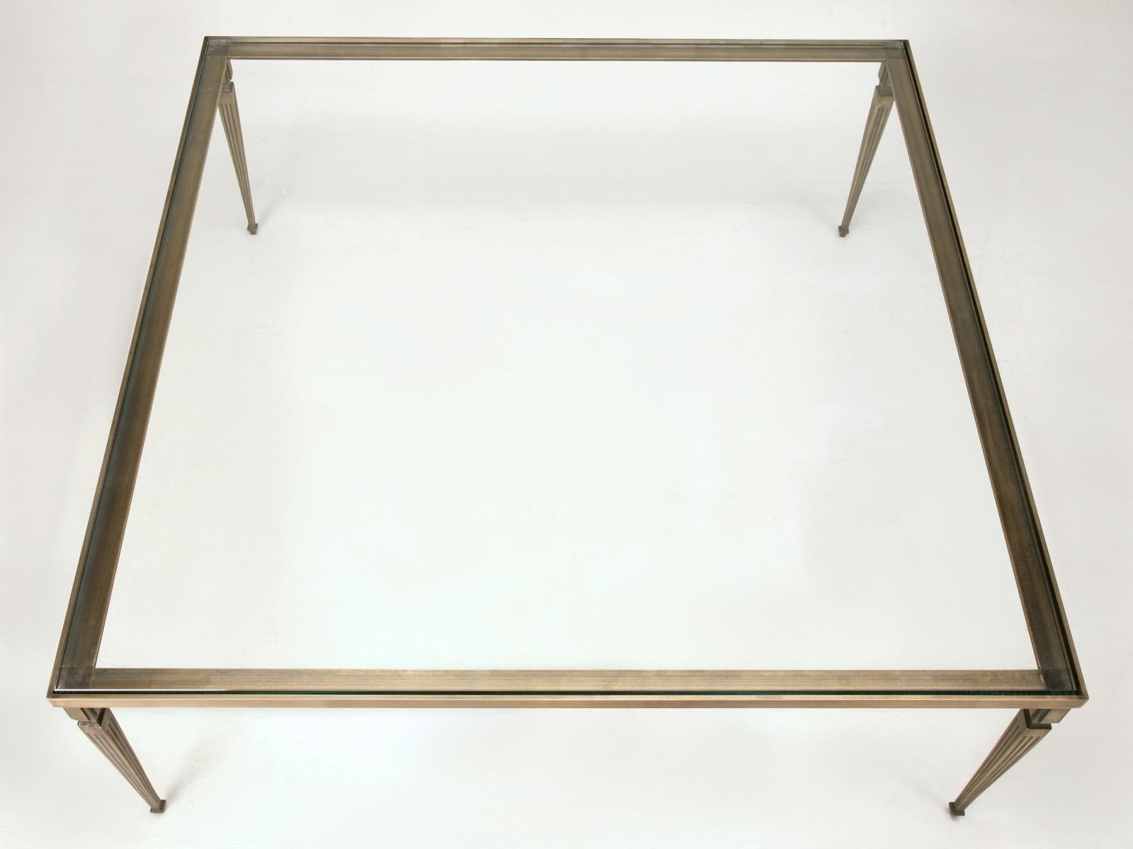 American French Louis XVI Bronze Square Coffee Table Custom Hand-Made in Chicago Any Size For Sale