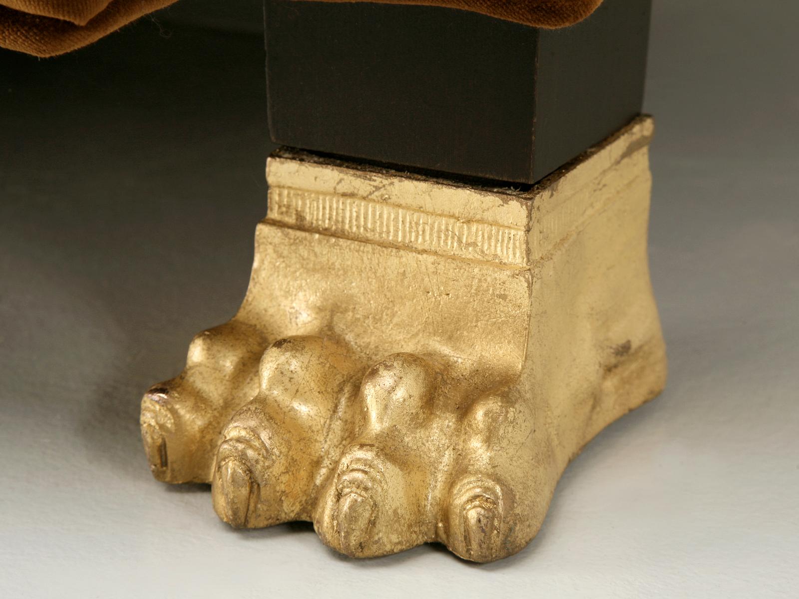 Contemporary Custom Handmade Chesterfield Sofa Solid Bronze Lion Paw Feet, Horsehair Padding For Sale