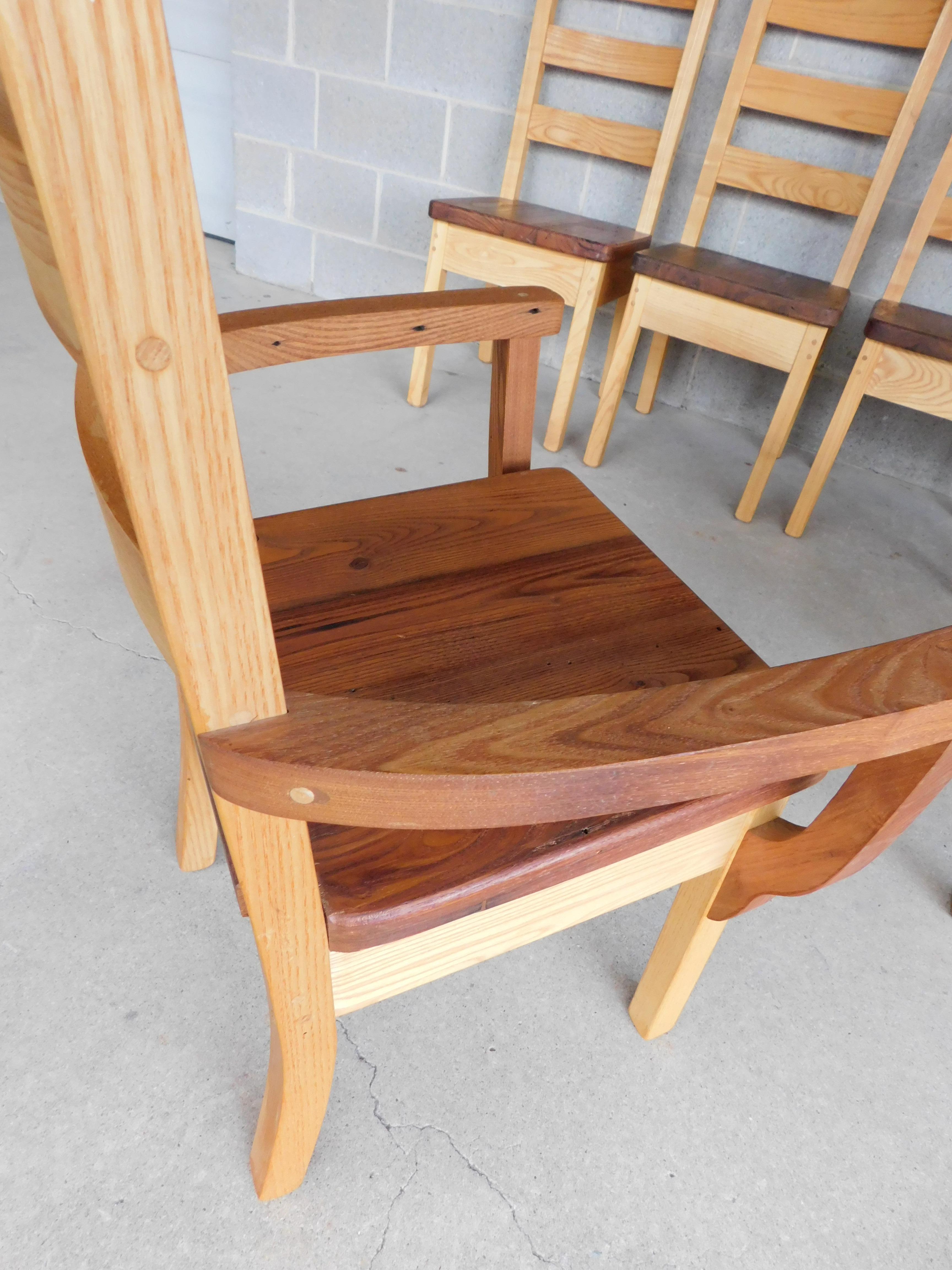 20th Century Custom Hand Made Chestnut & Pine Ladder Back Chairs, Set of 12