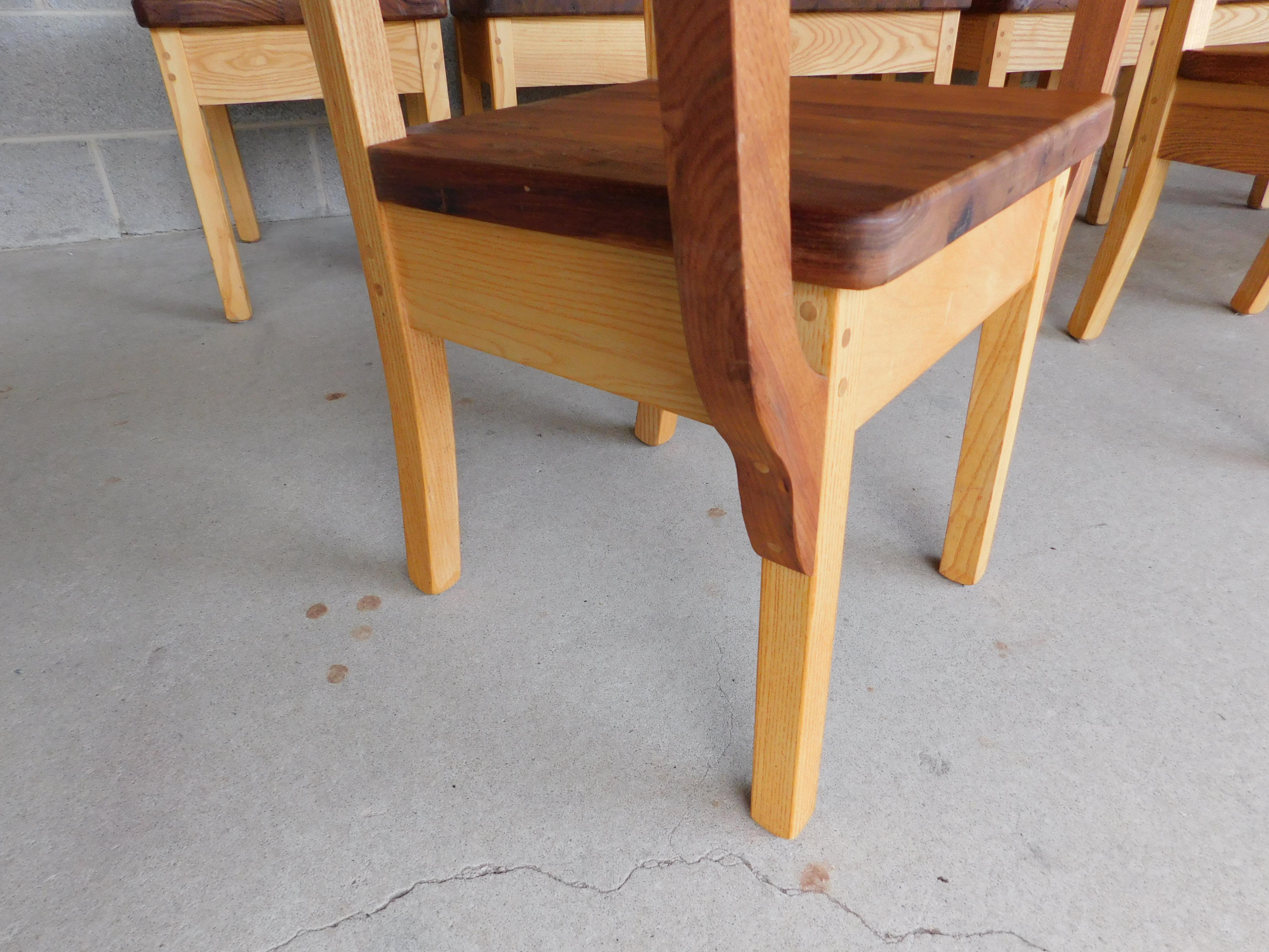 Hand-Crafted Custom Hand Made Chestnut & Pine Ladder Back Chairs, Set of 12