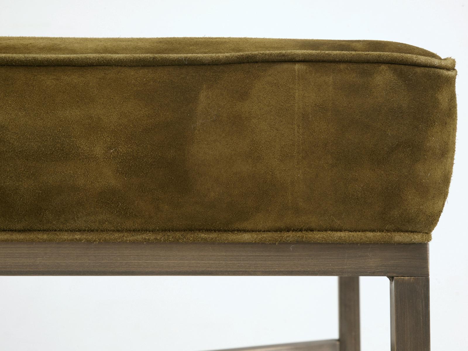 American Custom Handmade Bronze Upholstered Bench or Ottoman in Any Dimension or Finish
