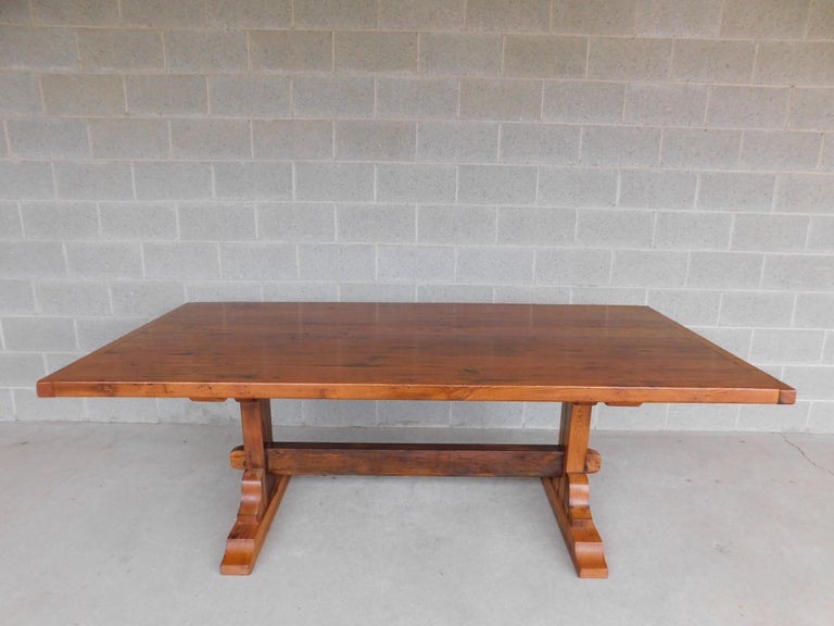 Custom Hand Made Reclaimed Chestnut Wood Top Trestle Base Dining Table ...
