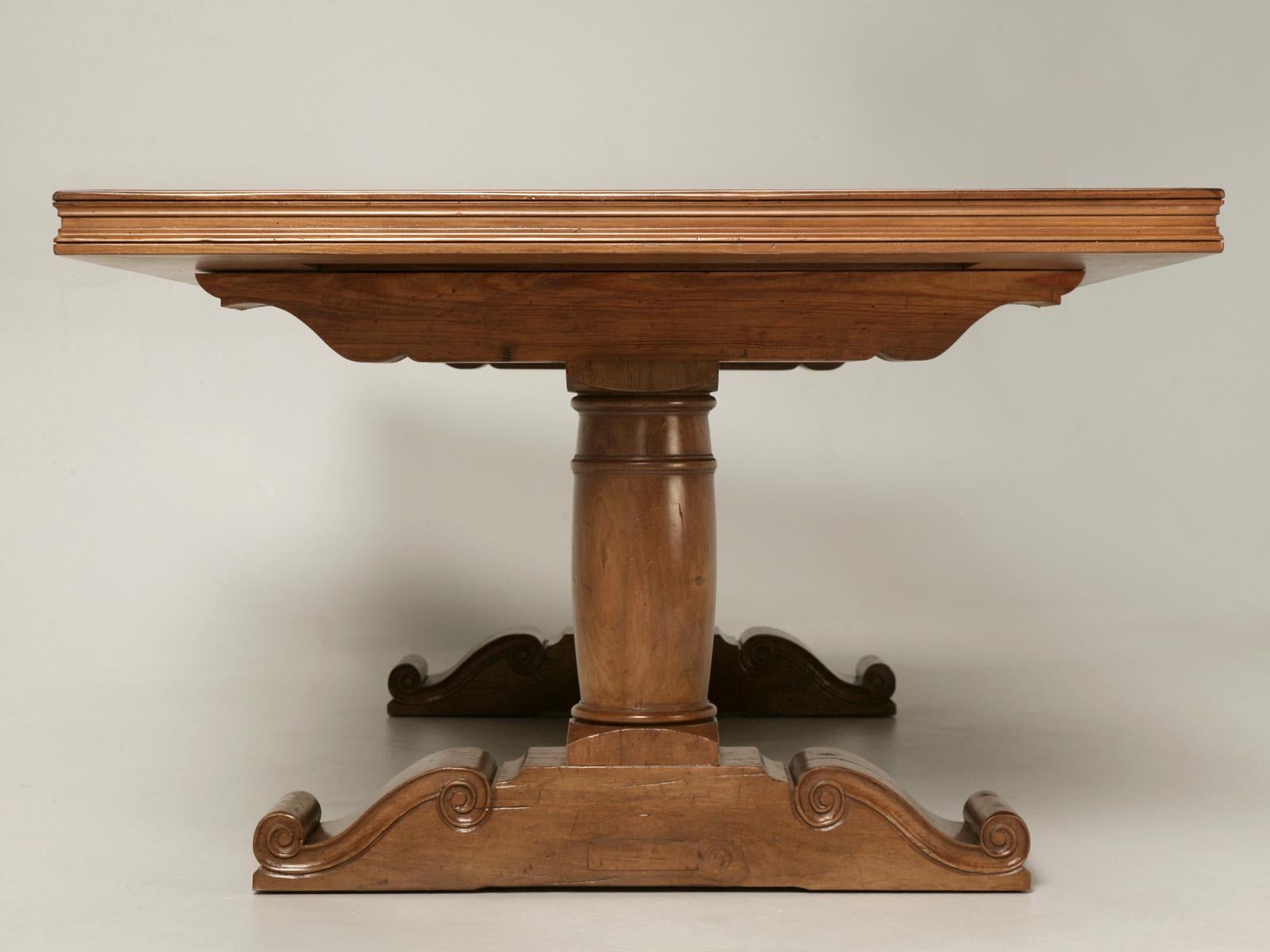 Contemporary French Style Trestle Dining Table in Reclaimed Walnut Available in Any Size For Sale