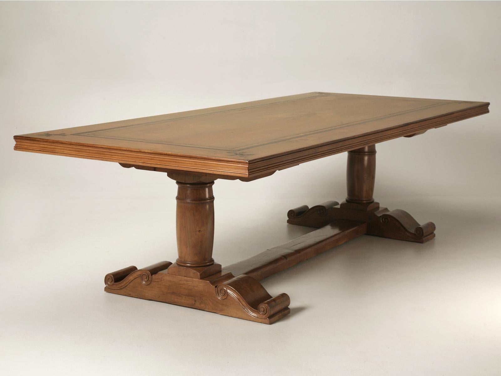 French Style Trestle Dining Table in Reclaimed Walnut Available in Any Size In New Condition For Sale In Chicago, IL