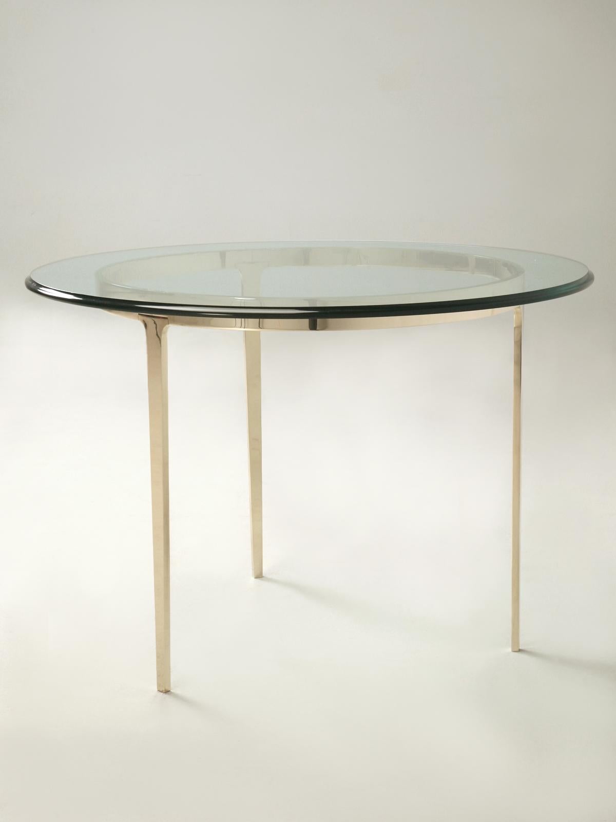 American Custom Handmade Round Center Hall Table in Solid Bronze Available in Most Sizes For Sale