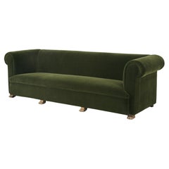 Custom Hand-Made Sofa Any Dimension, Brass Lion Paw Feet, with Horsehair, Cotton