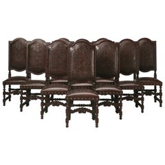 Used Custom Hand-Made Spanish Style Tooled Leather Side Chairs Special Order Only