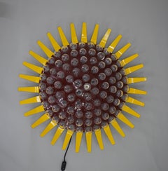 Custom Hand Made Wall Light Decoration "Sunflower", 1970s