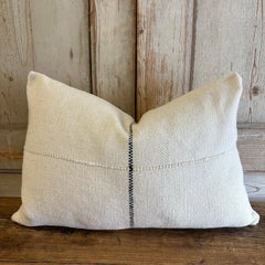 Custom Handmade Wool Pillow with a Black Stripe Includes Down Feather Insert
