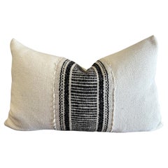 Custom Handmade Wool Pillow with Black Stripes Includes Down Feather Insert