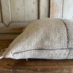 Custom Hand Made Wool Pillow with Fringe Includes Down Feather Insert