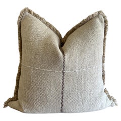 Custom Hand Made Wool Pillow with Fringe Includes Down Feather Insert