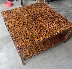 Custom hand painted cocktail table in faux tortoiseshell finish