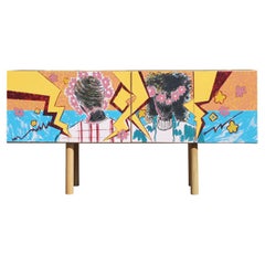 Custom Hand Painted Contemporary Art Sideboard / Credenza by Alexis Pye