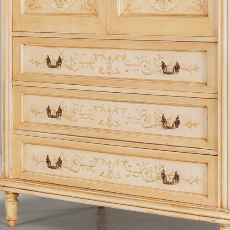 Late 20th Century Custom Hand Painted Louis XVI Style Armoire by Ned Marshall Interiors, Inc.