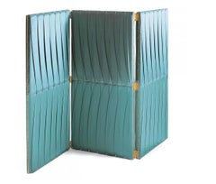 Custom Hand-Tailored Folding Screen in Luxurious Satin with Brass Detailing