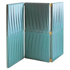 Custom Hand-Tailored Folding Screen in Luxurious Satin with Brass Detailing 