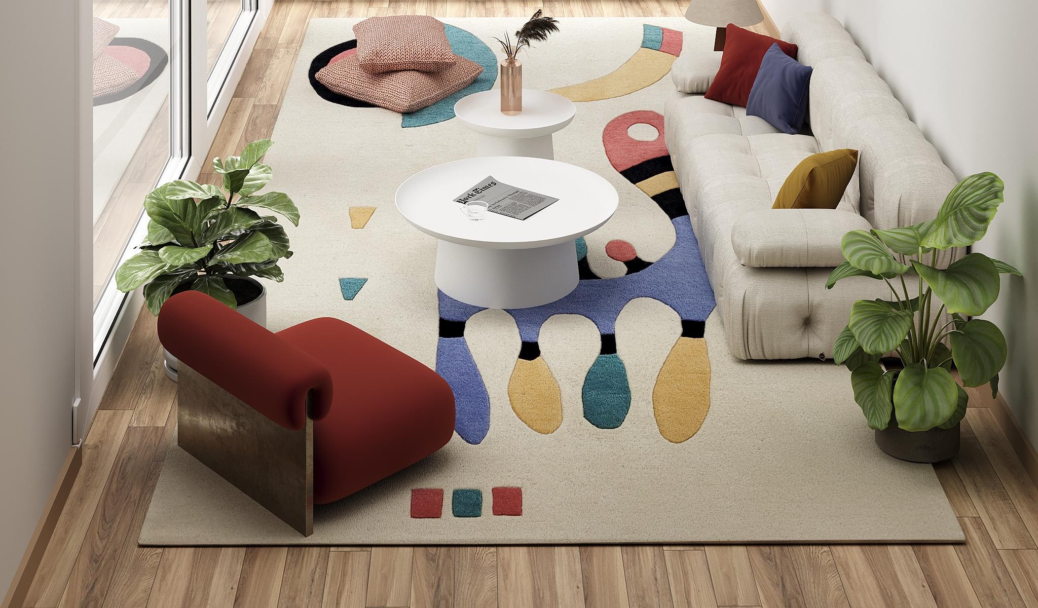 Custom hand tufted rug based on the artwork “Composition”, painted by Wassily Kandinsky in 1944.

Sustainable and certified fair-trade artisanal production. Label Step fair-trade partners. 

Colors: 6 custom-dyed colors. Main colors in the rug: