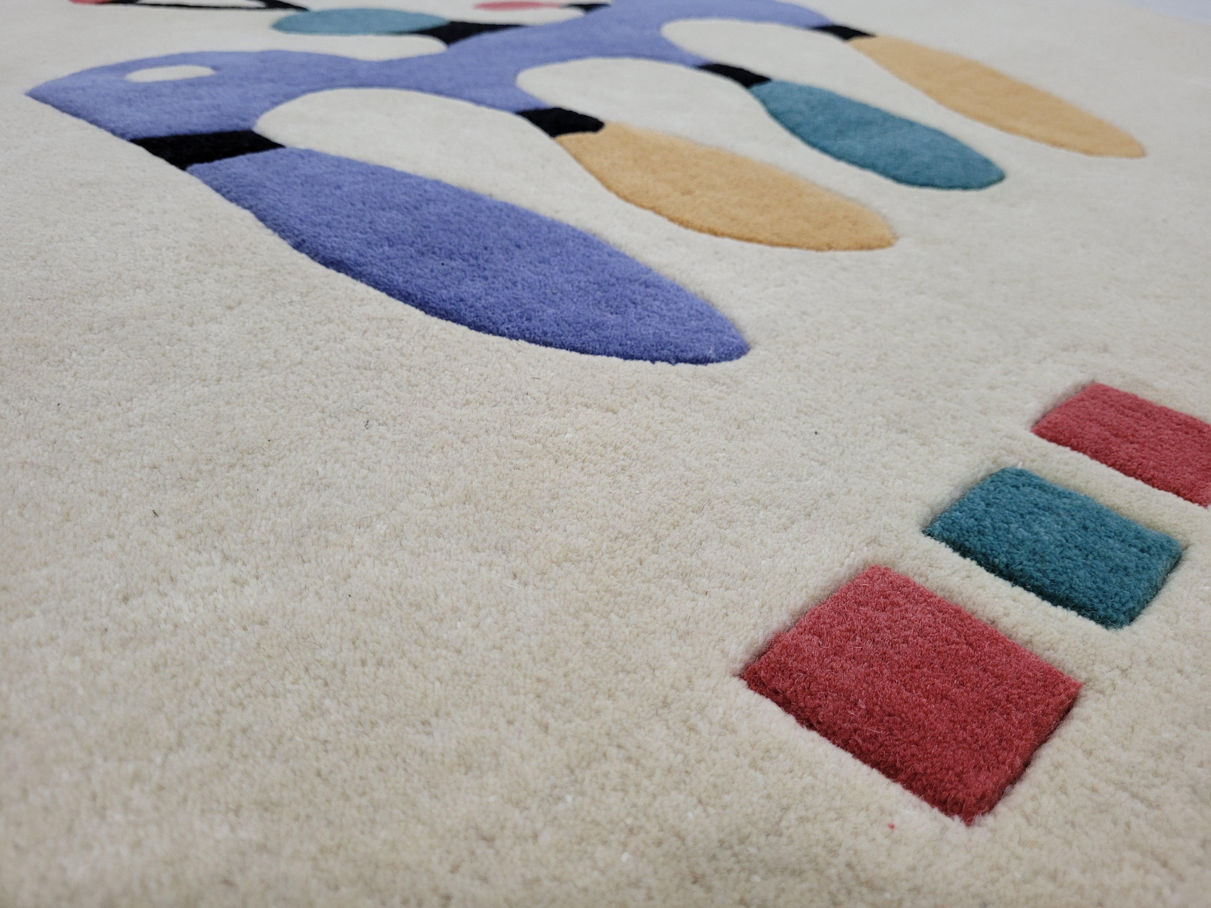 Bauhaus Custom Hand Tufted Rug, after Wassily Kandinsky “Composition” (1944) Limited Ed. For Sale
