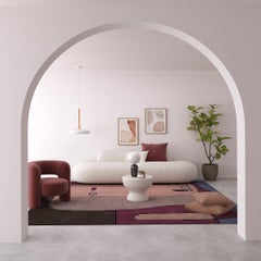 Custom Hand Tufted Rug, “Garden Figure” After Paul Klee. Pink, cream, brown