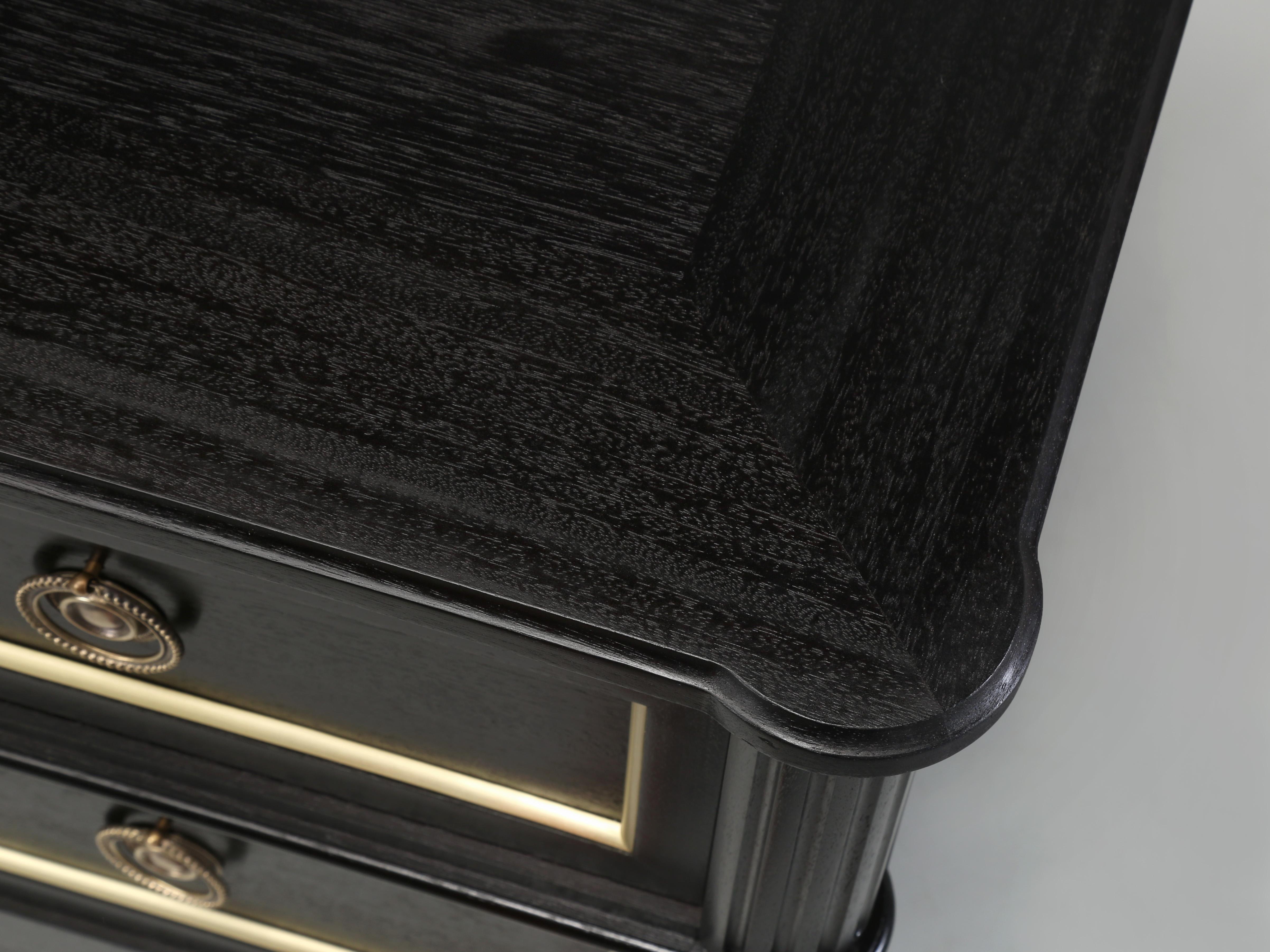 Custom Handcrafted French Louis XVI Style Ebonized Commode Custom Made Any Size In New Condition For Sale In Chicago, IL