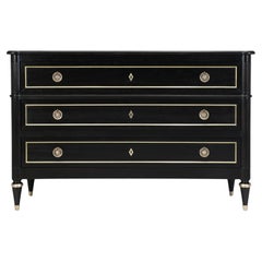 Custom Handcrafted French Louis XVI Style Ebonized Commode Custom Made Any Size