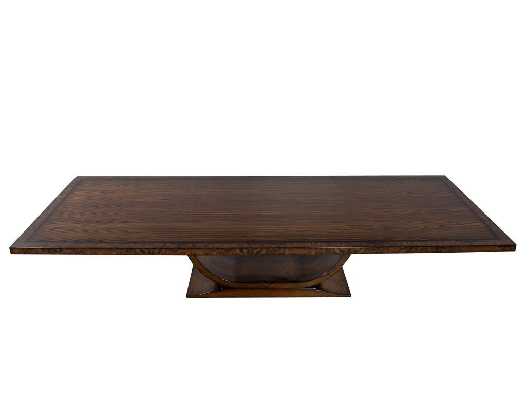 Canadian Custom Handcrafted Modern Art Deco Style Walnut Dining Table For Sale