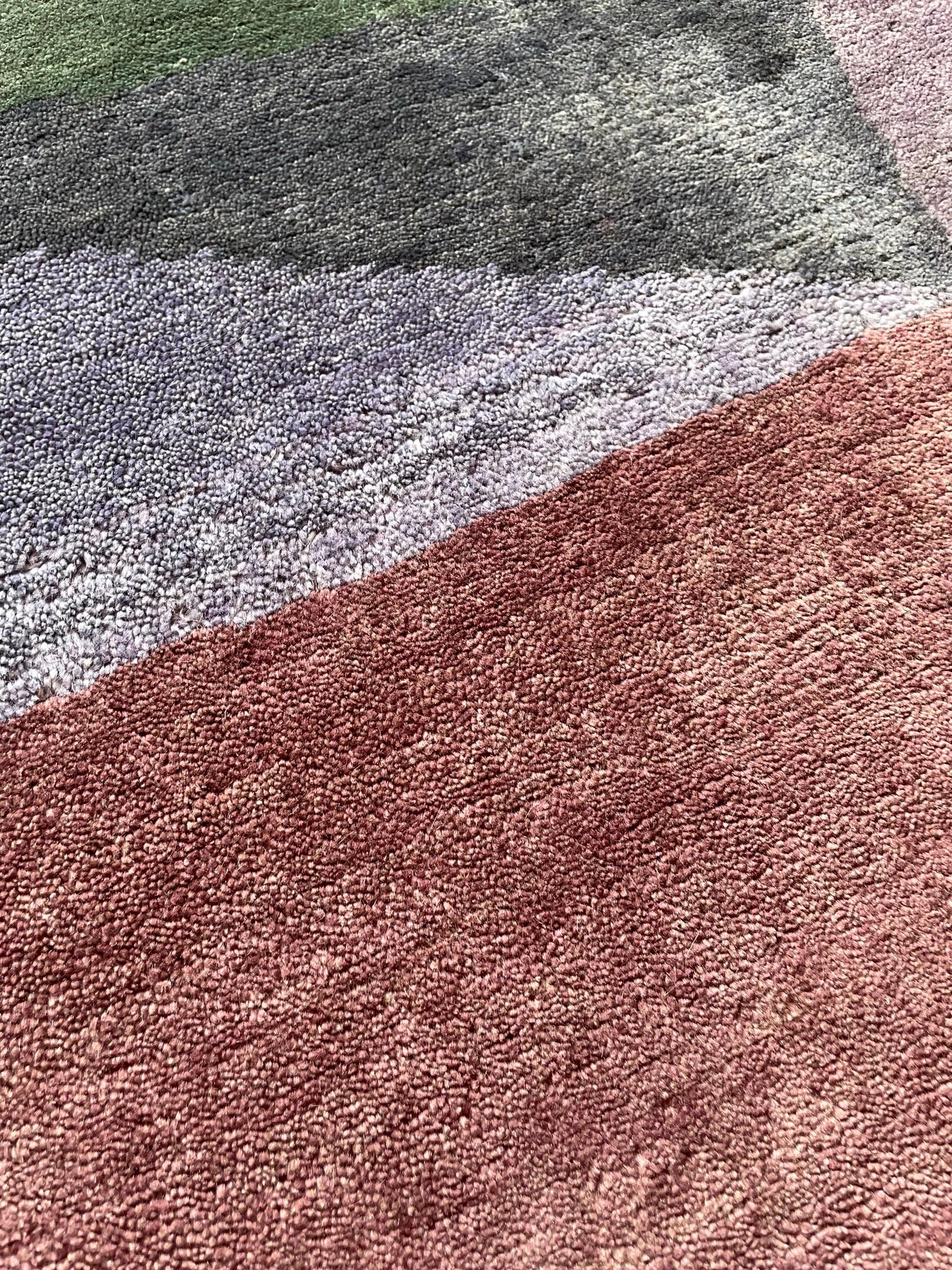 Custom Handknotted Blue Brown Rug, after Paul Klee “Fire at Full Moon”. Bauhaus For Sale 3